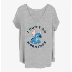 Best Sale 👍 Disney Lilo & Stitch I Don't Do Mornings 👧 Girls T-Shirt Plus Size 😀