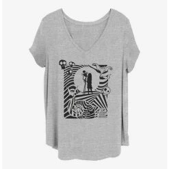Outlet 🎁 Disney The Nightmare Before 🎄 Christmas Jack and Sally 👧 Girls T-Shirt Plus Size 😀