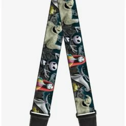 Deals 😍 The Nightmare Before 🎅 Christmas 4 Character Group Cemetery Scene Guitar Strap 🔔