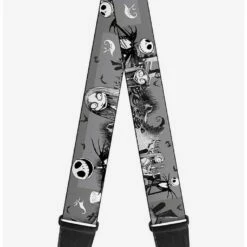 Cheapest 🥰 The Nightmare Before ❄ Christmas Jack Sally Cemetery Scene Guitar Strap 👏