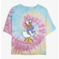 Flash Sale ✔️ Disney Daisy Duck Classic Daisy Tie Dye Crop 👧 Girls T-Shirt 🎁
