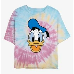 Best deal ⌛ Disney Donald Duck Big Face Donald Tie Dye Crop 👧 Girls T-Shirt 🤩