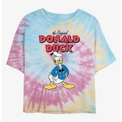 New ⭐ Disney Donald Duck Mad Donald Tie Dye Crop 👧 Girls T-Shirt ⭐