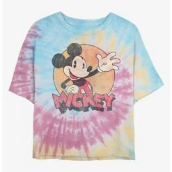 Outlet 😉 Disney Mickey Mouse Classic Mickey Tie Dye Crop 👧 Girls T-Shirt ⌛