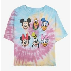 Best Pirce 👍 Disney Mickey Mouse Friends Faces Tie Dye Crop 👧 Girls T-Shirt 🎉