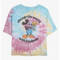 Outlet 🎉 Disney Mickey Mouse Kindness Tie Dye Crop 👧 Girls T-Shirt 💯