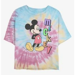 Best Sale 😍 Disney Mickey Mouse Mickey Name Tie Dye Crop 👧 Girls T-Shirt 🛒