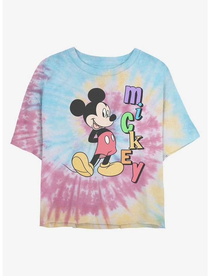 Best Sale 😍 Disney Mickey Mouse Mickey Name Tie Dye Crop 👧 Girls T-Shirt 🛒