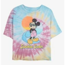 Hot Sale 👏 Disney Mickey Mouse Sunshine Seeker Tie Dye Crop 👧 Girls T-Shirt 👍