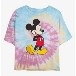 Best Pirce 💯 Disney Mickey Mouse Traditional Mickey Tie Dye Crop 👧 Girls T-Shirt 🛒