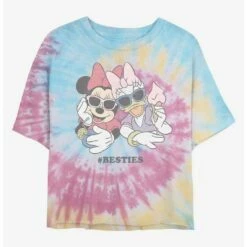Cheap 😀 Disney Minnie Mouse Besties Tie Dye Crop 👧 Girls T-Shirt 🎁