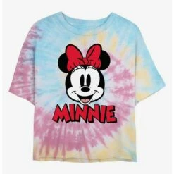 Wholesale ✔️ Disney Minnie Mouse Big Face Minnie Tie Dye Crop 👧 Girls T-Shirt 🥰