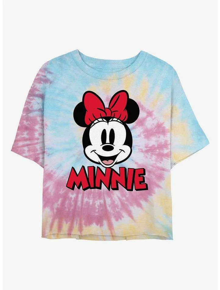 Wholesale โ๏ธ Disney Minnie Mouse Big Face Minnie Tie Dye Crop ๐ง Girls T-Shirt ๐ฅฐ