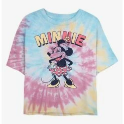 Budget 😉 Disney Minnie Mouse Minnie Wink Tie Dye Crop 👧 Girls T-Shirt 🛒