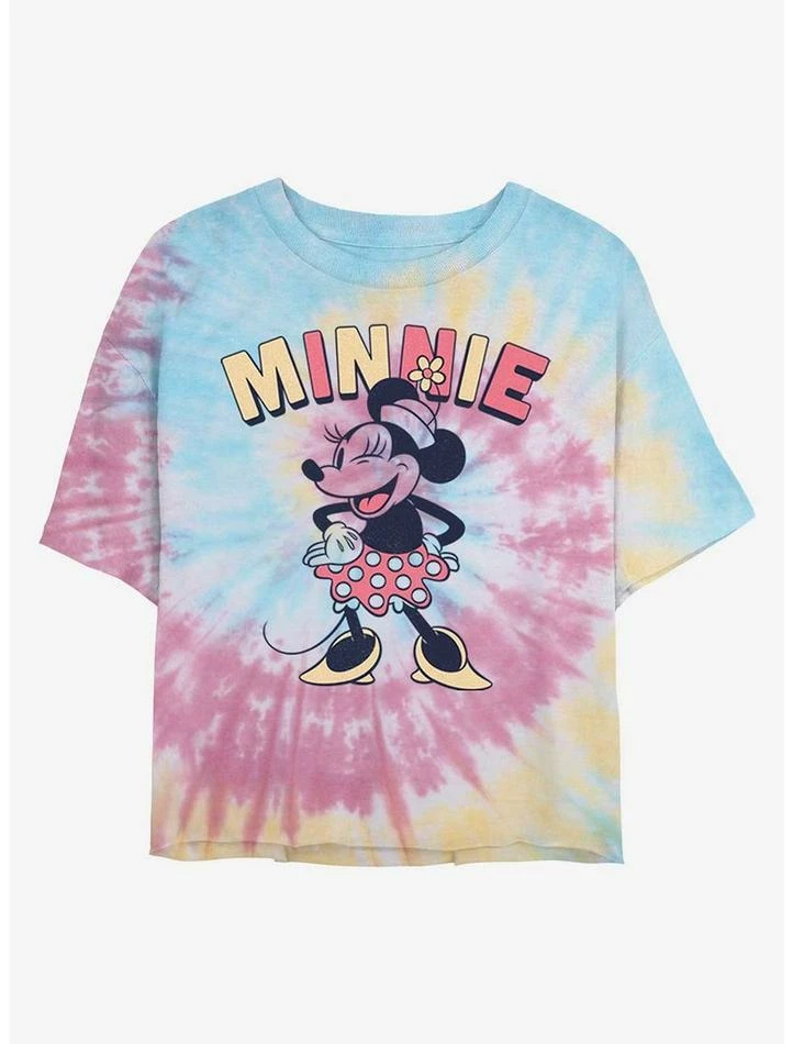 Budget ๐ Disney Minnie Mouse Minnie Wink Tie Dye Crop ๐ง Girls T-Shirt ๐