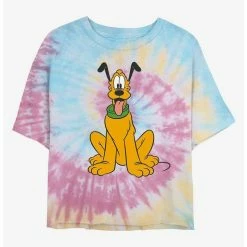Best deal 🔔 Disney Pluto Classic Pluto Tie Dye Crop 👧 Girls T-Shirt 🤩