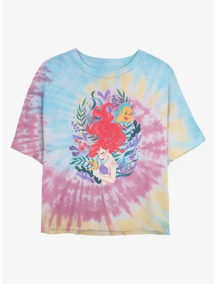 Best reviews of ❤️ Disney The Little Mermaid Leafy Ariel Tie Dye Crop 👧 Girls T-Shirt 🎁