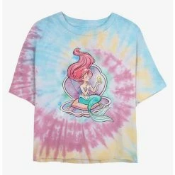 Hot Sale 🎁 Disney The Little Mermaid Shining Voice Tie Dye Crop 👧 Girls T-Shirt 🔥