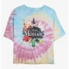 Flash Sale 🤩 Disney The Little Mermaid Watercolor Mermaid Tie Dye Crop 👧 Girls T-Shirt 😀