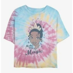 Outlet 💯 Disney The Princess and the Frog Tiana Make Magic Tie Dye Crop 👧 Girls T-Shirt 🔔