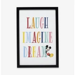 Wholesale 🌟 Disney Mickey Mouse Colorful Laugh Imagine Dream Framed Wood Wall Decor 🤩