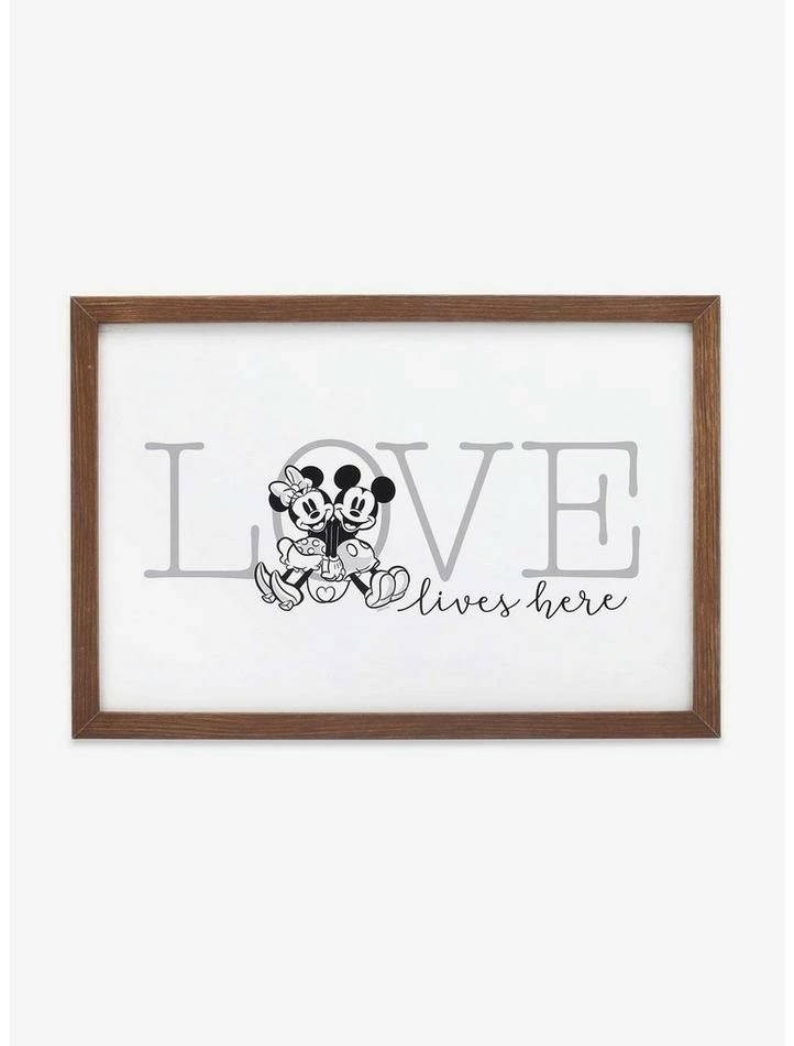 Cheapest ⭐ Disney Mickey Mouse Minnie Love Lives Here Wood Wall Decor 🥰