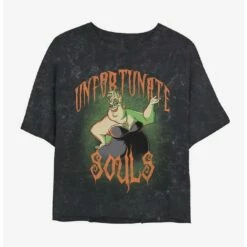 Deals 🛒 Disney The Little Mermaid Ursula Unfortunate Souls Mineral Wash Crop 👧 Girls T-Shirt 🔥