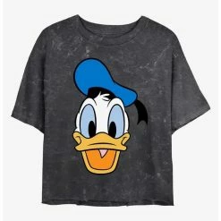 Best Sale ⭐ Disney Donald Duck Big Face Donald Mineral Wash Crop 👧 Girls T-Shirt 👍