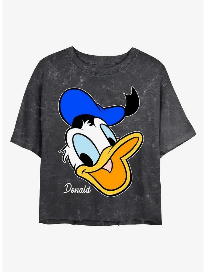 Wholesale ✨ Disney Donald Duck Donald Big Face Mineral Wash Crop 👧 Girls T-Shirt 😍