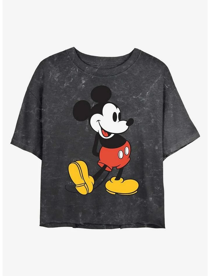 Promo ๐ Disney Mickey Mouse Classic Mickey Mineral Wash Crop ๐ง Girls T-Shirt ๐