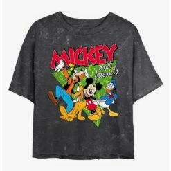 Promo ✨ Disney Mickey Mouse Funky Bunch Mineral Wash Crop 👧 Girls T-Shirt 🌟