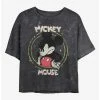 Promo 😉 Disney Mickey Mouse Gritty Mickey Mineral Wash Crop 👧 Girls T-Shirt 💯