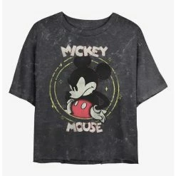 Promo 😉 Disney Mickey Mouse Gritty Mickey Mineral Wash Crop 👧 Girls T-Shirt 💯