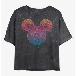 Best Pirce ✨ Disney Mickey Mouse Mickey Mandala Fill Mineral Wash Crop 👧 Girls T-Shirt 🌟