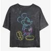 Best Pirce 🛒 Disney Mickey Mouse Neon Mickey Mineral Wash Crop 👧 Girls T-Shirt 💯
