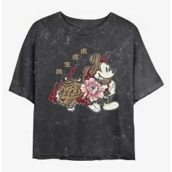 Cheapest 👍 Disney Mickey Mouse New Year Mickey Mineral Wash Crop 👧 Girls T-Shirt 😀