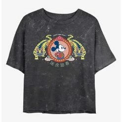 Outlet 🎁 Disney Mickey Mouse Tiger King Mineral Wash Crop 👧 Girls T-Shirt 🧨