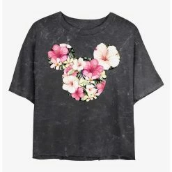 Promo 😍 Disney Mickey Mouse Tropical Mouse Mineral Wash Crop 👧 Girls T-Shirt 🥰