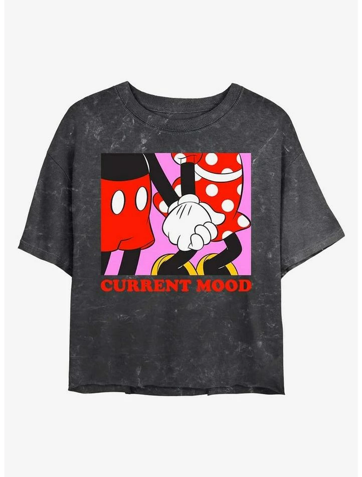 Flash Sale ⌛ Disney Minnie Mouse Current Mood Mineral Wash Crop 👧 Girls T-Shirt ⭐
