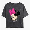 Discount ⭐ Disney Minnie Mouse Minnie Big Face Mineral Wash Crop 👧 Girls T-Shirt 😀