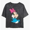 Promo 🔔 Disney Minnie Mouse Minnie Shock Mineral Wash Crop 👧 Girls T-Shirt 😍