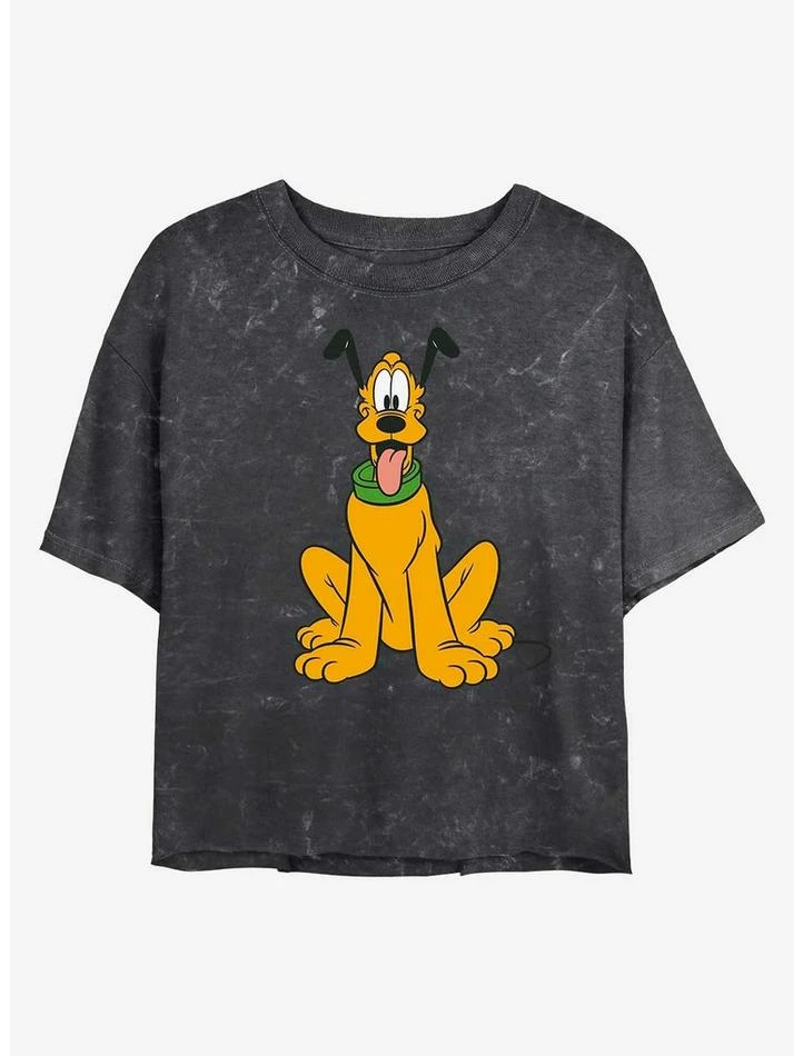 Promo ๐ฅฐ Disney Pluto Traditional Pluto Mineral Wash Crop ๐ง Girls T-Shirt ๐งจ