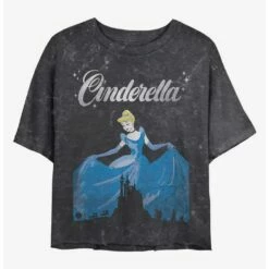 Deals 🎁 Disney Cinderella Dancing Cinderella Mineral Wash Crop 👧 Girls T-Shirt ⌛