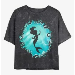 Top 10 ✨ Disney Princesses Ariel's Grotto Mineral Wash Crop 👧 Girls T-Shirt ❤️