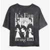 Promo 🧨 Disney Princesses It's Fun Being Bad Mineral Wash Crop 👧 Girls T-Shirt ⭐