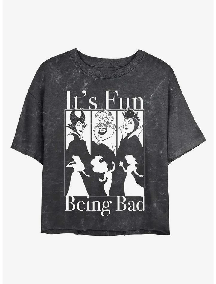 Promo ๐งจ Disney Princesses It's Fun Being Bad Mineral Wash Crop ๐ง Girls T-Shirt โญ