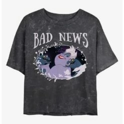 Promo ⌛ Disney Princesses Ursula Bad News Mineral Wash Crop 👧 Girls T-Shirt 🔥