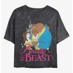 Discount 🔔 Disney Princesses Beauty and the Beast Classic Mineral Wash Crop 👧 Girls T-Shirt 😀