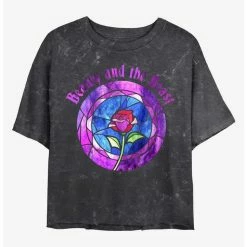 Outlet ✨ Disney Princesses Glass Rose Mineral Wash Crop 👧 Girls T-Shirt ✨