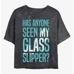 Best Pirce 🔔 Disney Princesses Missing Glass Slipper Mineral Wash Crop 👧 Girls T-Shirt 😀